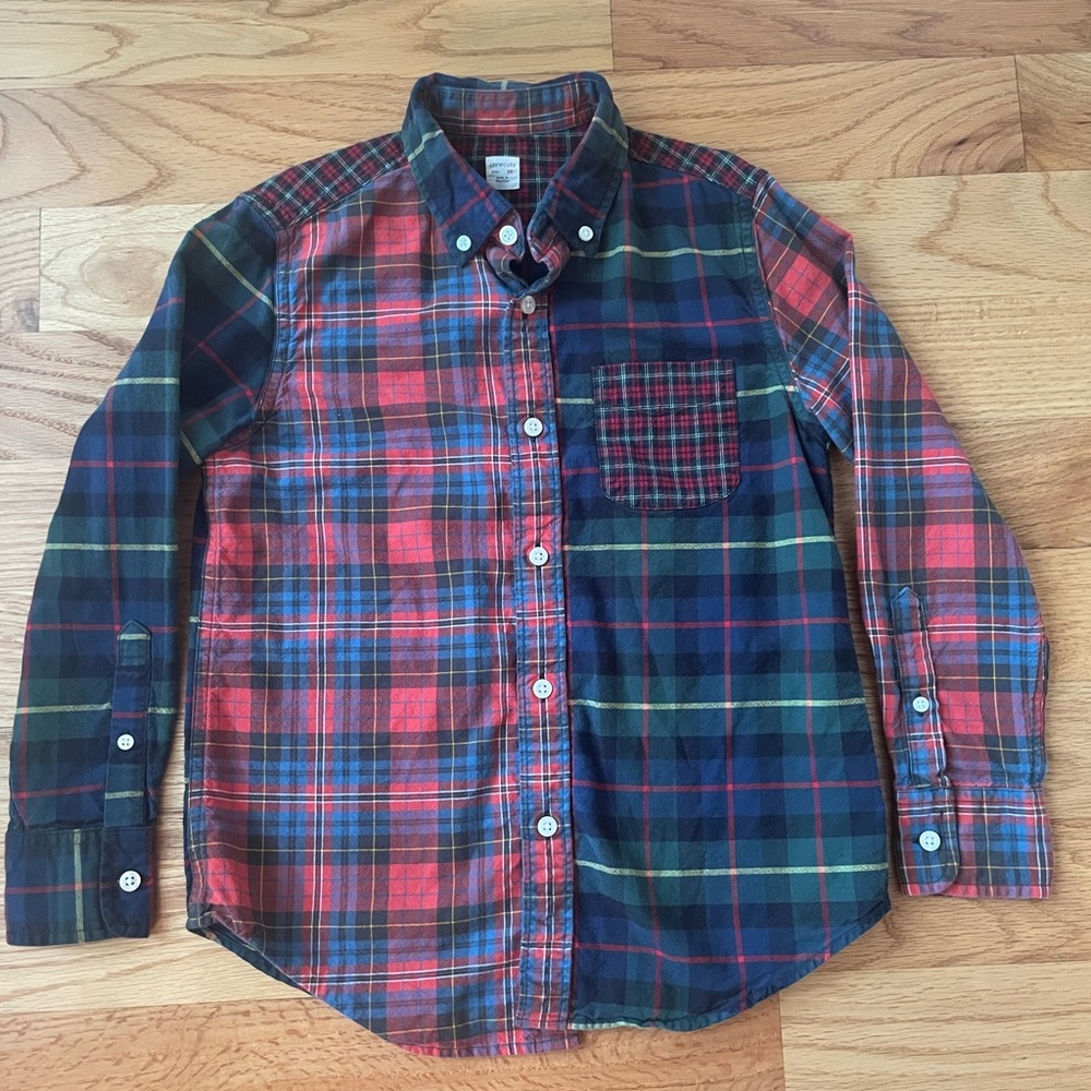 Vintage Crewcuts Kids Plaid Button Down Shirt - Red, Blue, Green